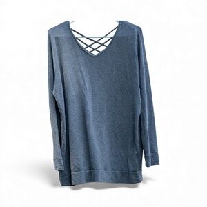 Gray Crisscross Back Long Sleeve Sweatshirt | Modal Blend | Fits M–L